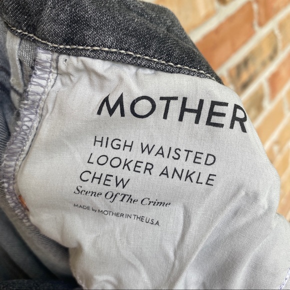 MOTHER High Waisted Looker Ankle Chew Jean Gray Black Color Size 28 - Picture 15 of 16